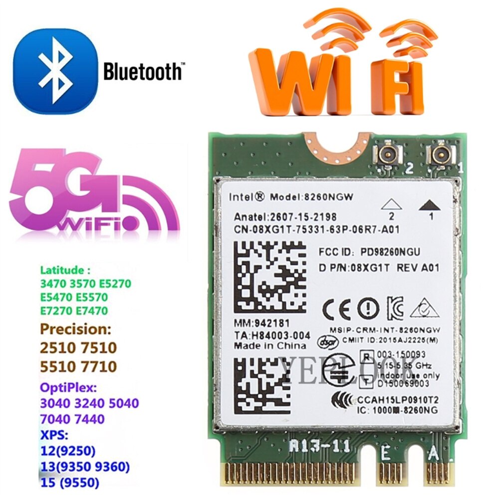 AC8260 8260NGW 8260AC 867Mbps BT4.2 2.4+5GHz M.2 การ์ด WIFI