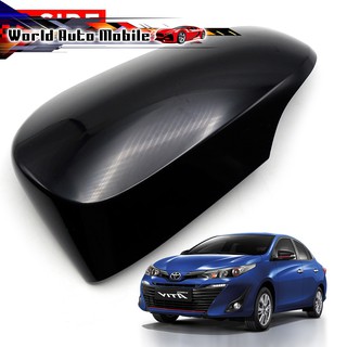 ฝาครอบกระจก งานไต้หวัน ข้างซ้าย Lh สีดำ งานดิบ เว้าไฟเลี้ยว Toyota  Corolla Altis Yaris Vios Camry ปี2014 - 2019