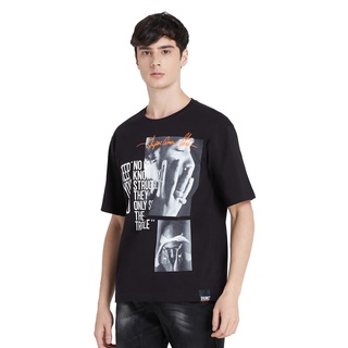 เสื้อยืดสีขาวDAVIE JONES เสื้อยืดโอเวอร์ไซส์ พิมพ์ลาย สีดำ Graphic Print Oversized T-Shirt in black WA0073BK