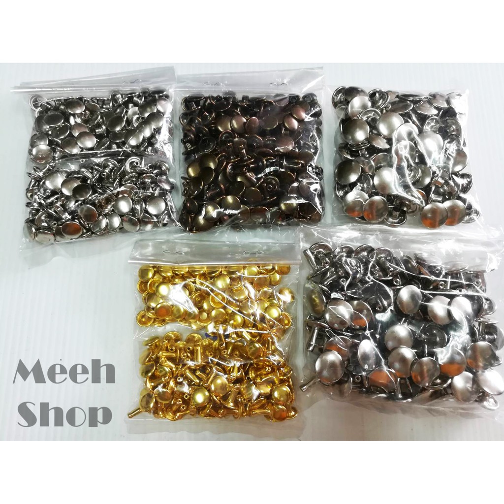 ปลีก/ส่ง ห่อละ 100 ชุด หมุดย้ำสองหน้า 9x8, 8x8, 13x9, 13x12 มิล หมุดตอกสองหน้า หมุดย้ำโชว์หน้าหลัง ห