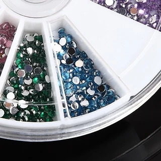 Monja 2400 ชิ้นลูกปัดคริสตัลทรงกลมสําหรับตกแต่งเล็บ nail rhinestones crystal decor wheel box