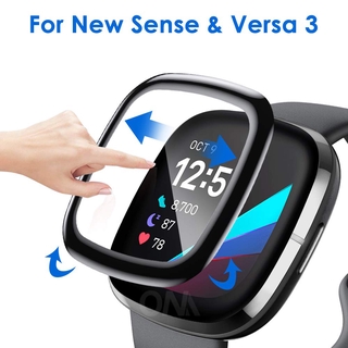 ขอบโค้ง 3D PMMA ตัวป้องกันหน้าจอแบบเต็มฟิล์มกันรอย Soft TPU Hydrogel สำหรับ Fitbit Versa 3 Sense