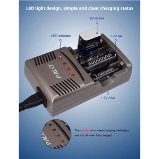 PALO เครื่องชาร์จถ่าน 1.2v Ni-CD Ni-MH AA/AAA/9V ถ่านชาร์จ