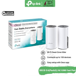 TP-LINK Router Mesh Wi-Fi AC1200(Fast Port) รุ่นDeco E4(1แพ็ค/2ตัว)ประกันLifetime