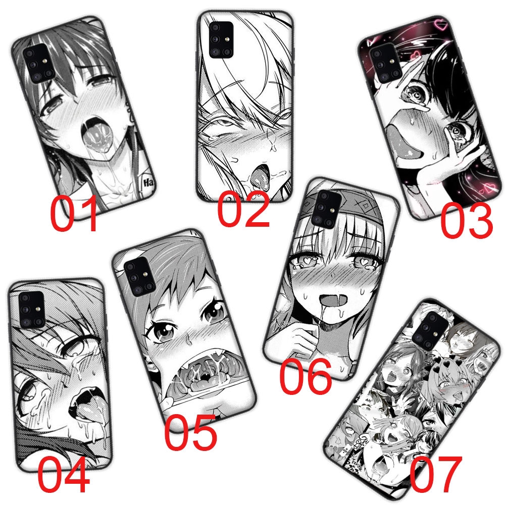 Ahegao Face Design Black Soft Case เข้ากันได้กับ Samsung Galaxy S8 S7 S9 S10E Edge Plus