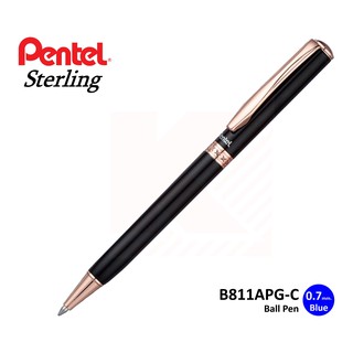 ปากกาลูกลื่น Pentel B811APG-C สีดำแหนบสีทองชมพู