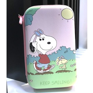 SNOOPY กล่องใส่สายชาร์จ HDD หูฟัง  Size XL ลาย  SNOOPY smiling สนูปปี้  งานดี evaกันกระแทก ขนาด16x10x3.5cm  BY MANOPNEST