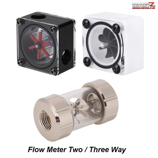 Flow Meter Two Three Way G1/4 Silver Chromium white stop fitting ใบพัด ชุดน้ำเปิด Pc Water Cooling MediaZ