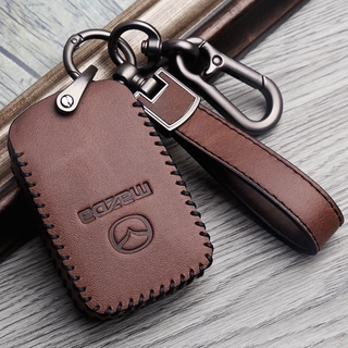 ปลอกกุญแจรถยนต์ Mazda Vintage Leather Key Case Mazda 3 Square Key Shell Angkera CX5 CX4 Artez Vintage Creative Car Key Case