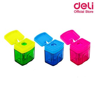 Deli 0574 Pencil sharpener กบเหลาดินสอรูปทรงสีเหลี่ยม (คละสี 1 ชิ้น)