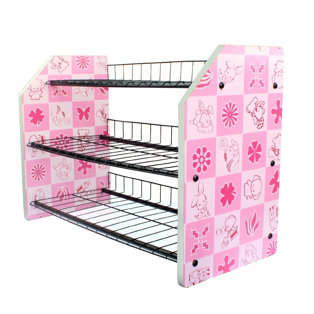 Telecorsa 3-layer shoe rack, assorted Pink color. SHOES-RACKBOARD-ACTION-3-Storey-07B-PSK2