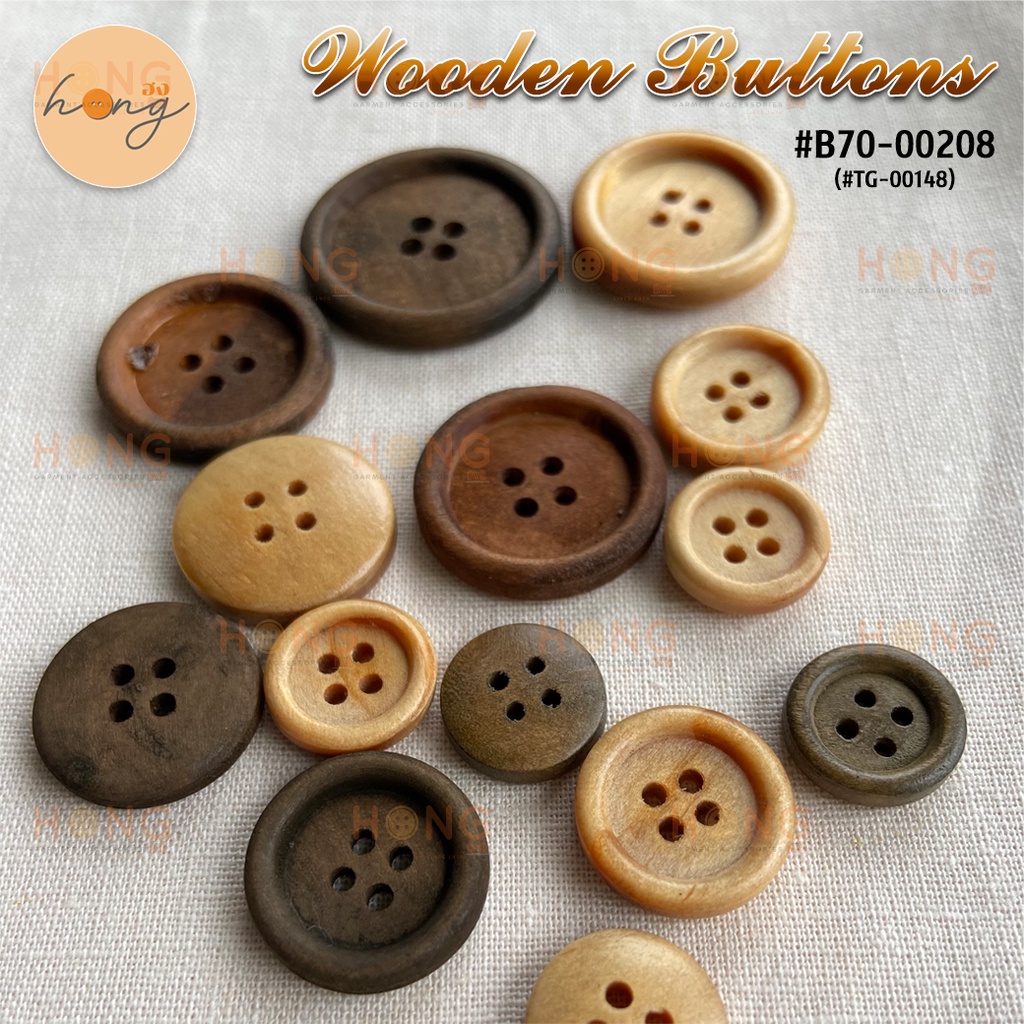 ☑️กระดุมไม้ Wooden Button #B70-00208(TG-00148) [พร้อมส่งในไทย]