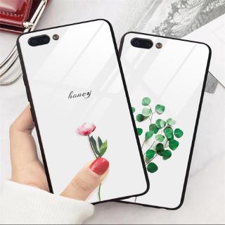 เคสกระจกนิรภัยลายใบไม้สําหรับ oppo r 17 r 19 f 11 reno 10 x z 2 realme 3 pro x lite k 3