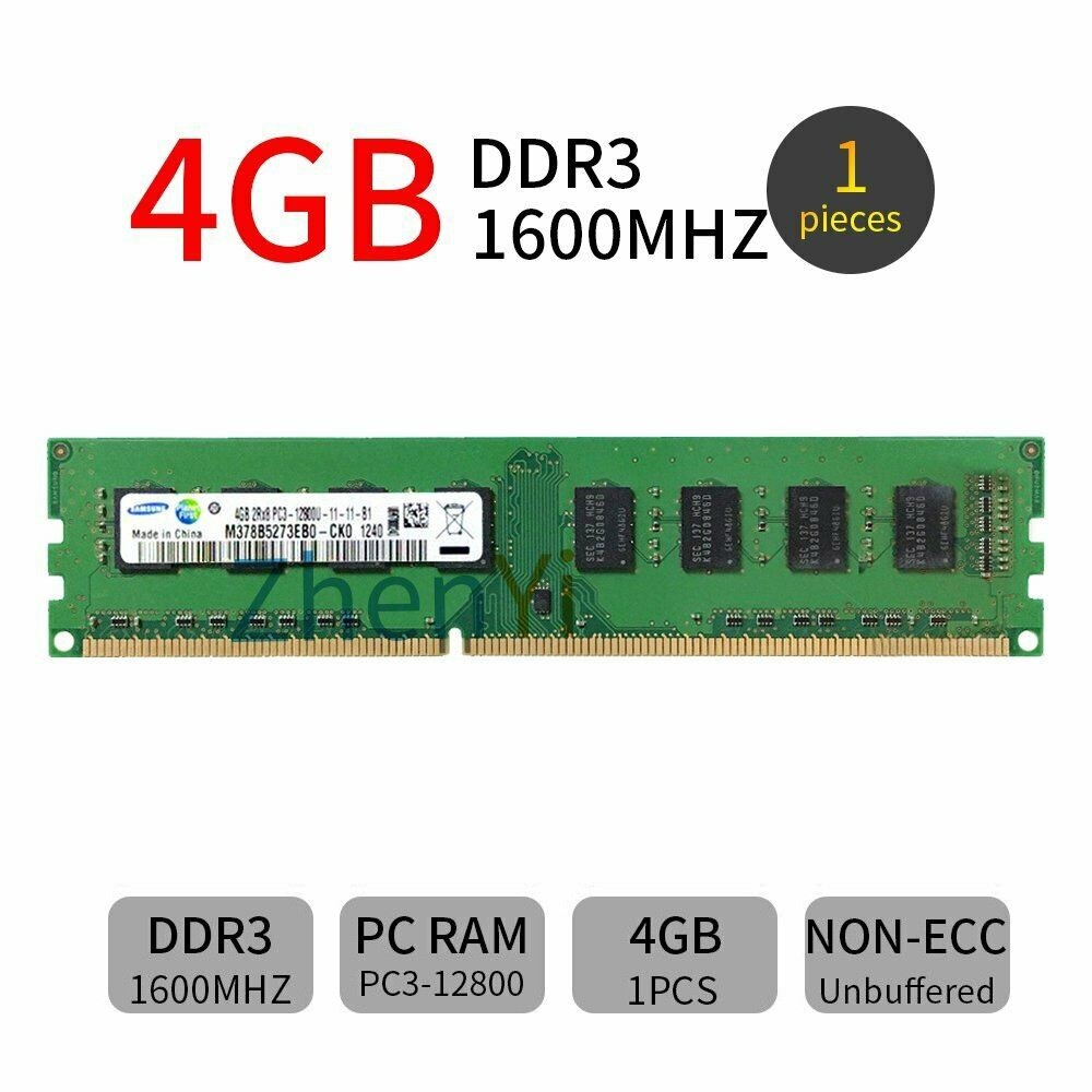 แรม Samsung 4GB 2Rx8  DDR3-1600MHz 240Pin DIMM สำหรับ เครื่องคอมพิวเตอร์  PC   16 ชิป(Socket775)
