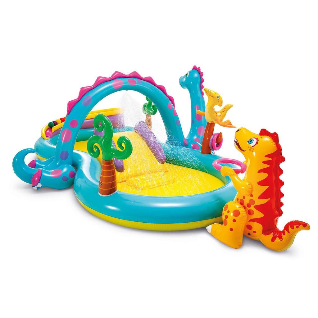 Float Me Summer สระน้ำเป่าลมสไลด์เดอร์ไดโนเสาร์ Inflatable Intex dinosaur play center paddling pool