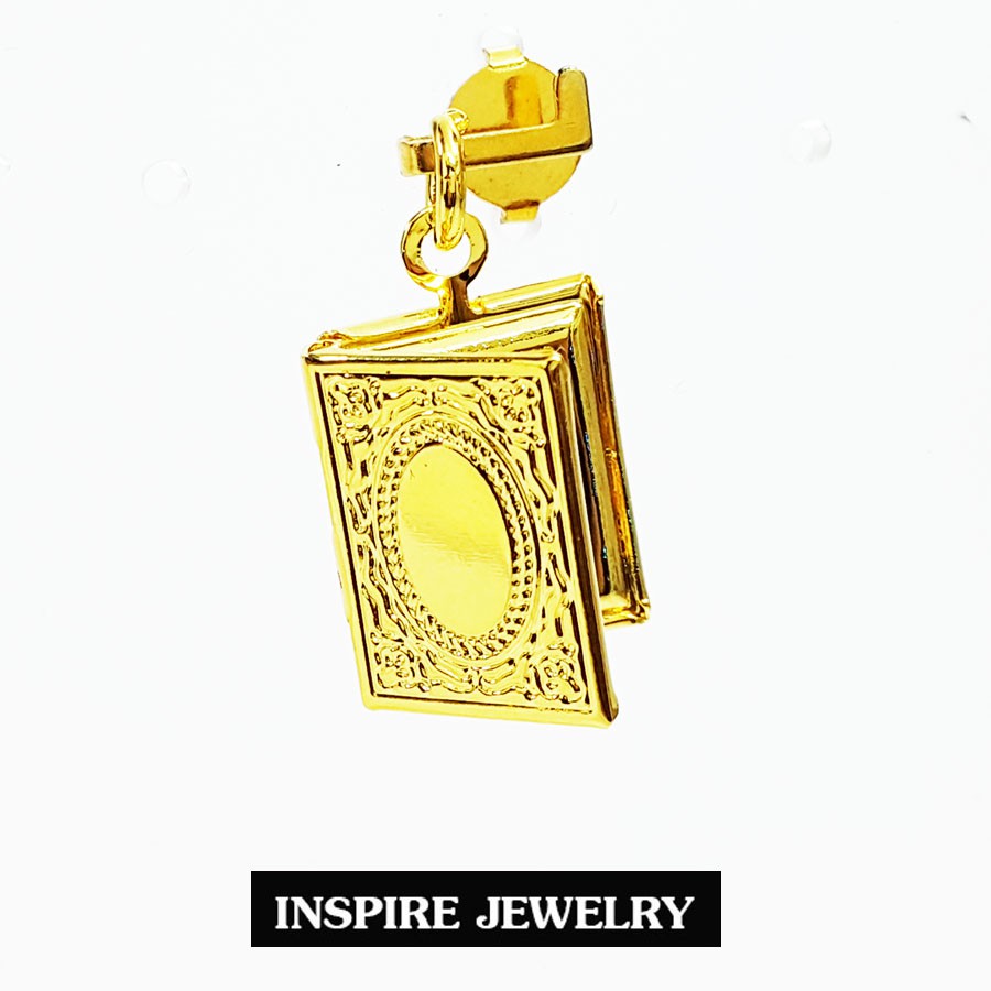 Inspire Jewelry ,จี้ล็อคเก็ตใส่ภาพได้ เปิดปิดได้ เป็นรูปสมุด สีทอง น่ารัก เสริมมงคล แก้ชง พร้อมถุงกำ