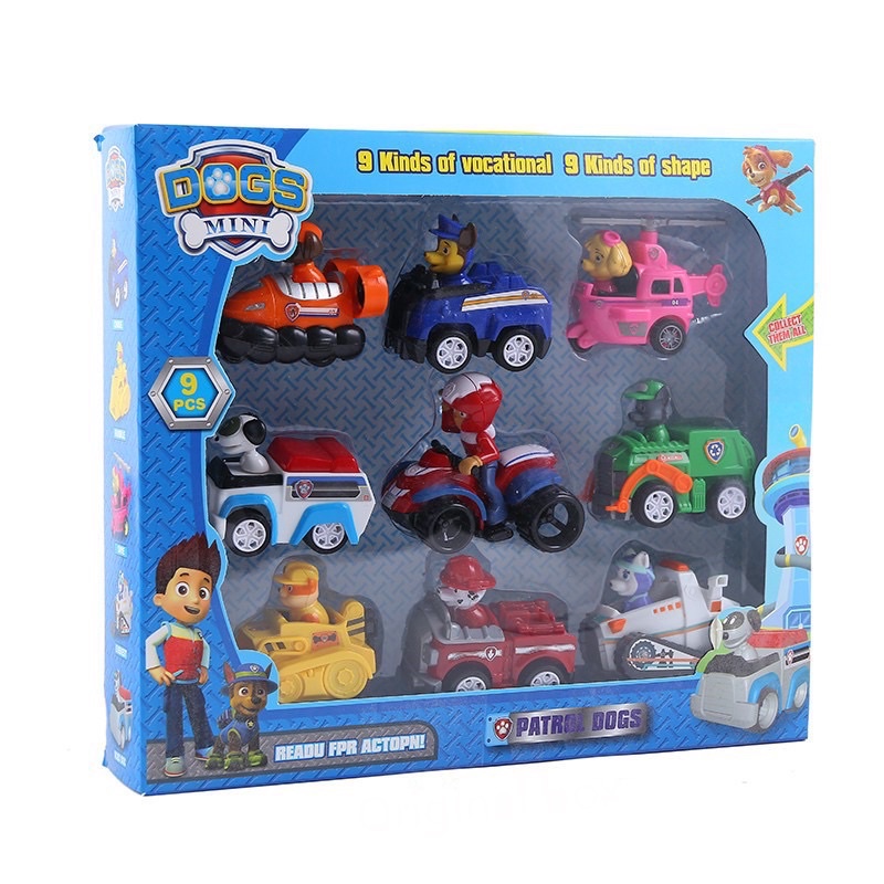 ชุดรถของเล่น Paw Patrol ขบวนการเจ้าตูบ 4 ขา ทีมสุนัขกู้ภัย เซต 9 คัน ขนาด 32x28 cm