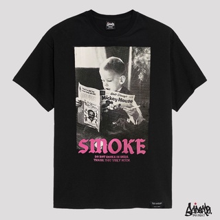 【100% cotton】[COD]เสื้อยืดโอเวอร์ไซส์ชาย  ® เสื้อยืด  รุ่น Smoke สีดำ ( ลิขสิทธิ์แท้ ) เสื้อตัวใหญ่ ชาย แขนสั้น M L  OS