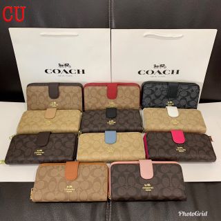 🔥Coach ซิป+พับ ใบยาว Box set ☑️สวยแท้100%