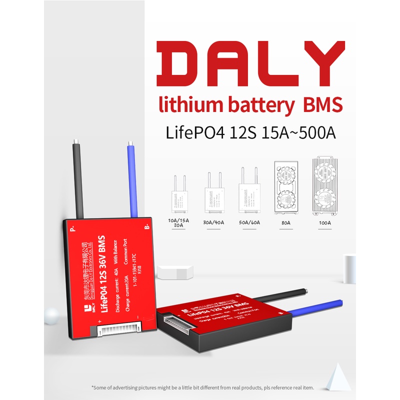 BMS ลิเทียม ยี่ห้อ DALY 4S 12V  7S 24V 8S 24V 14S 16S  100A รุ่นกันน้ำ Common port สำหรับแบตเตอรี LI