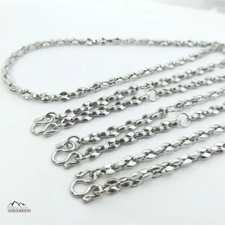 U68 โซ่หนา ลายเม็ดกาแฟ สีเงิน สร้อยคอ ห้อยพระ สร้อยสแตนเลสแท้ สร้อยพระ stainless necklace