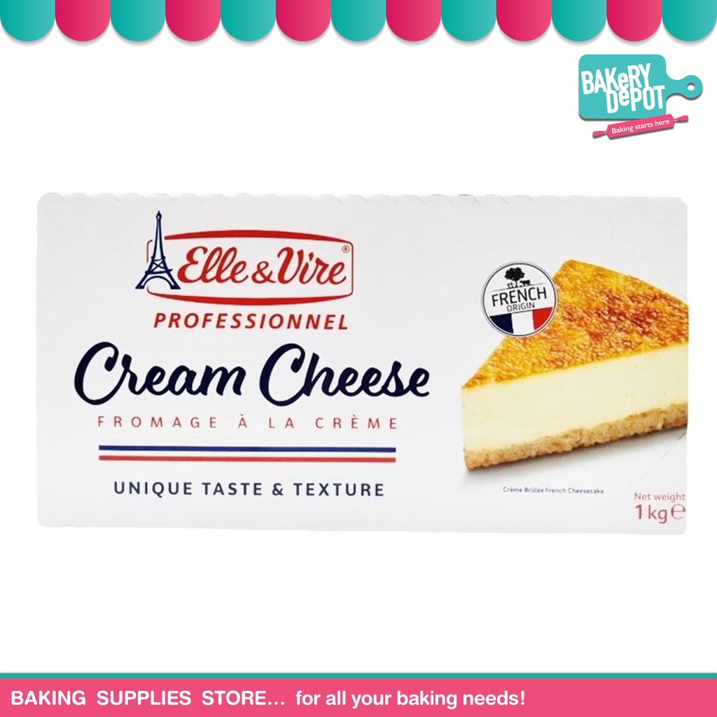 BAKERY DEPOT : ELLE &VIRE CREAMCHEESE PROFESSIONAL 1 KG. ครีมชีส ELLE&VIRE PROFESSIONAL ขนาด 1 กิโลก