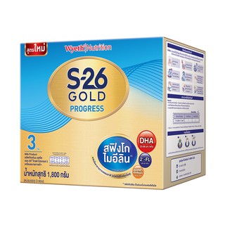 S-26 เอส26 โกลด์ นมผงสำหรับทารก ช่วงวัยที่ 3 โปรเกรส กลิ่นวานิลลา รสจืด 1800 กรัม