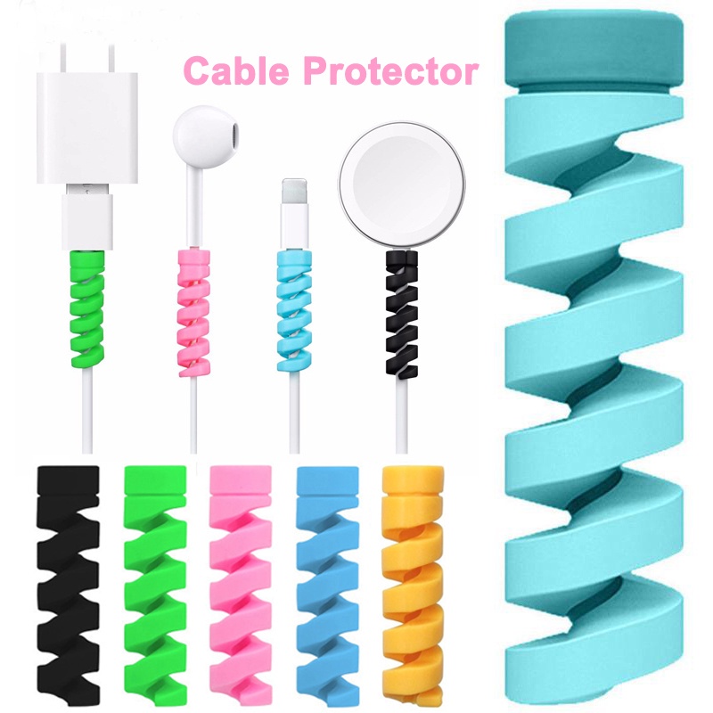 ซื้อ 5 แถม 1 ฟรีสีสัน เกลียวป้องกันสายเคเบิลซิลิโคนชาร์จตัวป้องกันสายไฟ เครื่องม้วน สายชาร์จป้องกัน