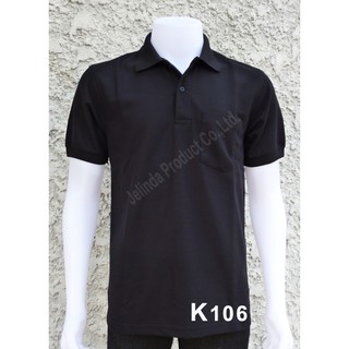 Polo106  เสื้อโปโล แขนสั้น สีดำ Super Black  มีเสื้อชาย และ เสื้อหญิงเว้าเอว (เก็บเงินปลายทางได้)