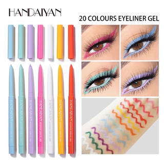 HANDAIYAN 20 Colors Pastel Neon Eyeliner Pen Waterproof Easy To Wear Matte Shimmer Eyeliner Blue Red Green White Brown Eyeliner