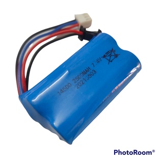 ถ่านชาร์จ 7.4V  Battery Li-Po # 14500 ปลั๊กแบบ SM มีสายบาลานซ์ชาร์จ (ขนาด 12x25x50 mm.)