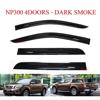 (4ชิ้น) กันสาดประตู รถกระบะ นิสสัน นาวารา NP300 ปี 2015 - 2020 4ประตู สีดำ Nissan Navara 4Doors คิ้วกันสาด กันฝน กันลม