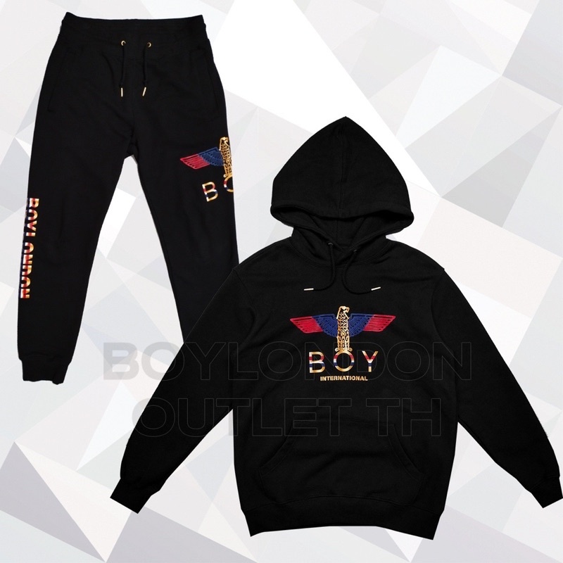Set : Hoodie & Pants สี : Black / Gold