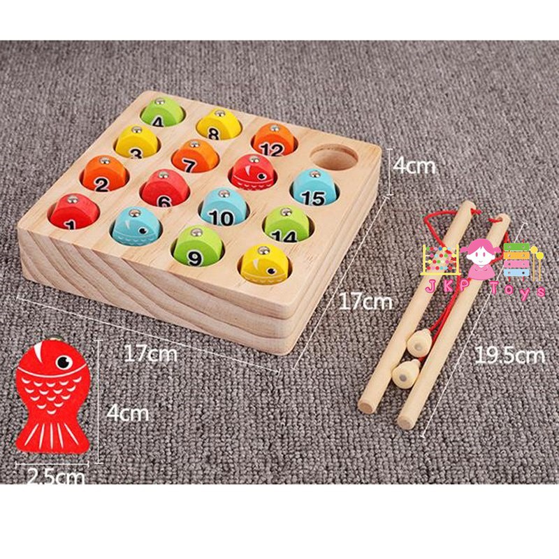 มีโค้ดลดเพิ่ม !! ของเล่นไม้เสริมพัฒนากาาร ตกปลา(เเม่เหล็ก)+ จับคู่ตัวเลข 1-15