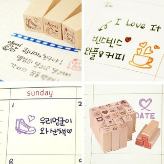 N☛25pcs Love Diary Rubber Wooden Stamp DIY with Wooden Box