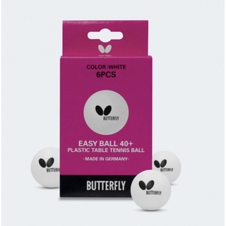 ลูกปิงปอง “Butterfly”  รุ่น Easy Ball 40+ สีขาว (กล่อง/6 ลูก)