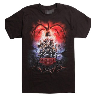 [100% Cotton] เสื้อยืดผู้ชายเสื้อยืดลายกราฟฟิก Stranger Things Full Cast Season 2