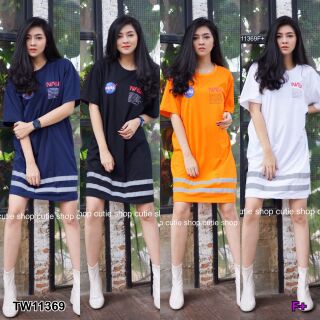 Dress oversized เดรสสั้นคอกลมแขนสั้น เนื้อผ้า