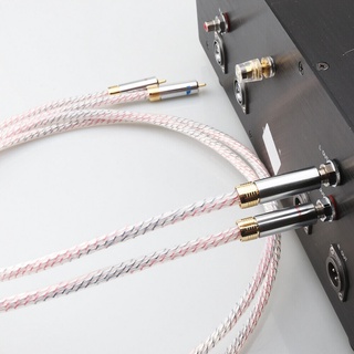 ปลั๊กเชื่อมต่อเสียง Verzilverd Audio Rca Interconnect Kabel Vergulde Rca 7N 1 คู่