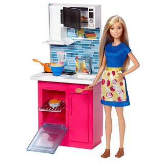 Barbie® Kitchen &amp; Doll Set ตุ๊กตาบาร์บี้ พร้อมชุดครัว