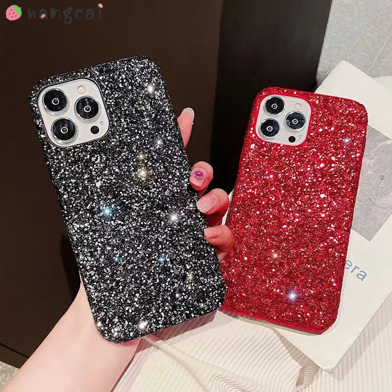 เคสโทรศัพท์มือถือแบบแข็ง ลายกลิตเตอร์ สีดํา แดง หรูหรา สําหรับ OPPO Reno 7 6 5 4 3 Pro SE 2Z 2F F11 