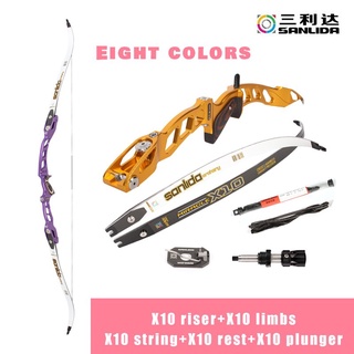 Sanlida MIRACLE X10 High-End Target Recurve Bow/ILF Riser Carbon Limbs พร้อมที่วางคันธนูและลูกสูบ