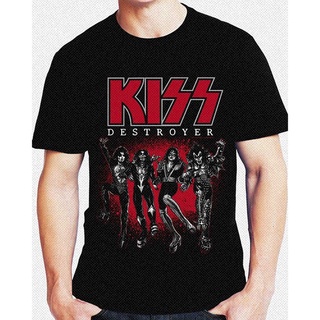 『2022 สไตล์ใหม่』kiss Destroyer เสื้อยืดแขนสั้น พิมพ์ลายกราฟฟิควงร็อค