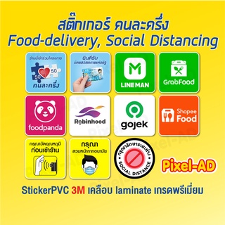 สติ๊กเกอร์ CCTV วัดอุณหภูมิ สวมหน้ากากอนามัย FoodDelivery