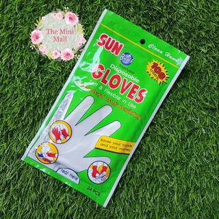 ถุงมือพลาสติกใส  ขนาดมาตรฐาน 1 แพ็คมี 24 ชิ้น พร้อมส่ง