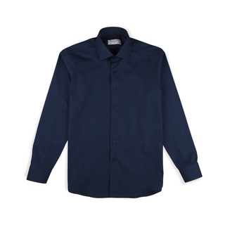 TWENTYSECOND เสื้อเชิ้ตแขนยาว ปกป้าน ผ้าคอตต้อน รุ่น Plain Cutaway collar shirt - สีน้ำเงิน / Navy