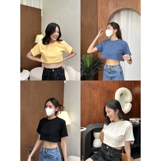 Basic Crop ㅡ เสื้อครอปผ้าร่องสีพื้น