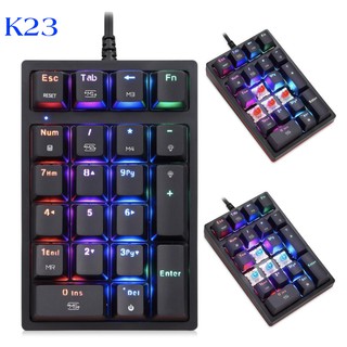 MOTOSPEED K23แป้นตัวเลขเครื่องกล USB 21คีย์ Numpad RGB Backlight คีย์บอร์ดสำหรับ PC Notebo OSU Gamer สีแดงสีฟ้าสวิทช์