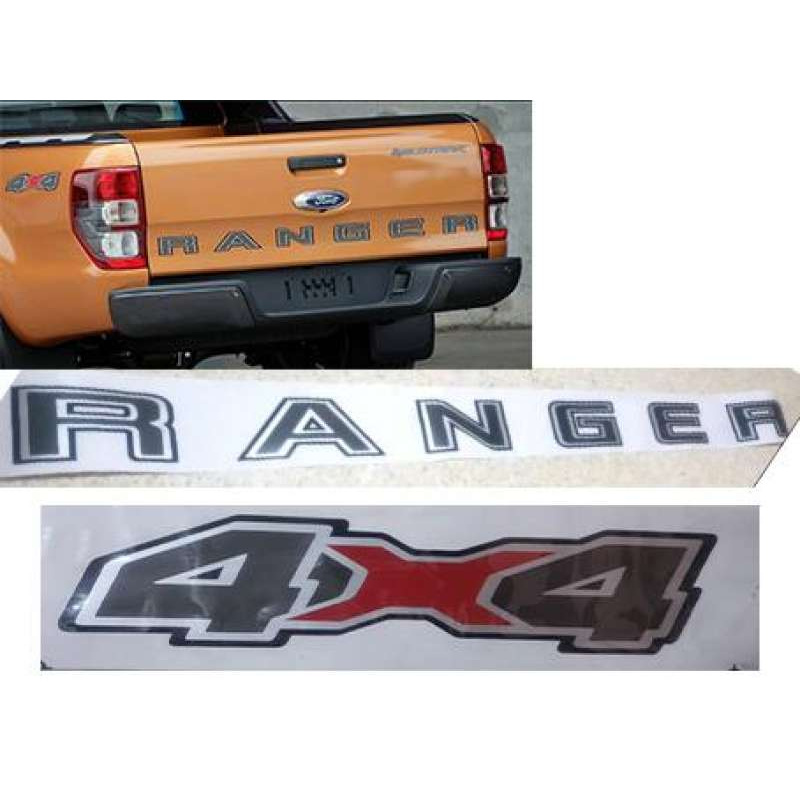 สติ๊กเกอร์ 4x4 + สติ๊กเกอร์ Ranger ข้างกระบะท้าย ซ้าย ขวา และฝากระโปรงท้าย Ford Ranger Sticker Ranger Sticker 4x4 V.3