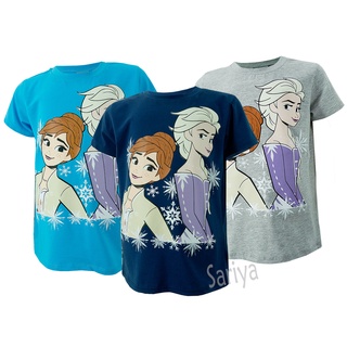 เสื้อยืดเด็กหญิง (4-10ขวบ) ลิขสิทธิ์แท้ Frozen ผลิตไทย โฟรเซ่น ลายเอลซ่า Elsa ผ้าคอตตอน คุณภาพดี พร้อมส่ง